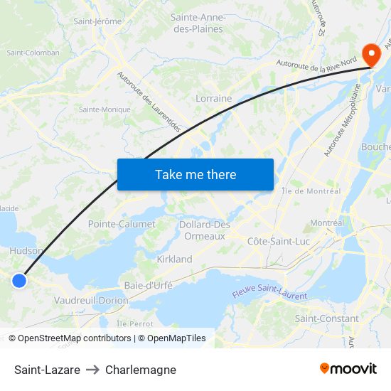 Saint-Lazare to Charlemagne map