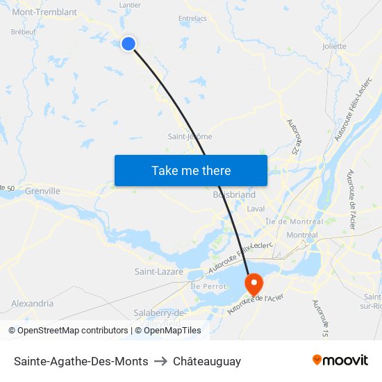 Sainte-Agathe-Des-Monts to Châteauguay map
