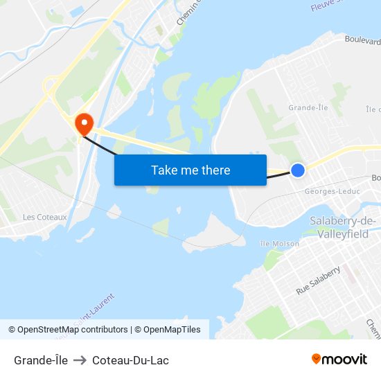 Grande-Île to Coteau-Du-Lac map