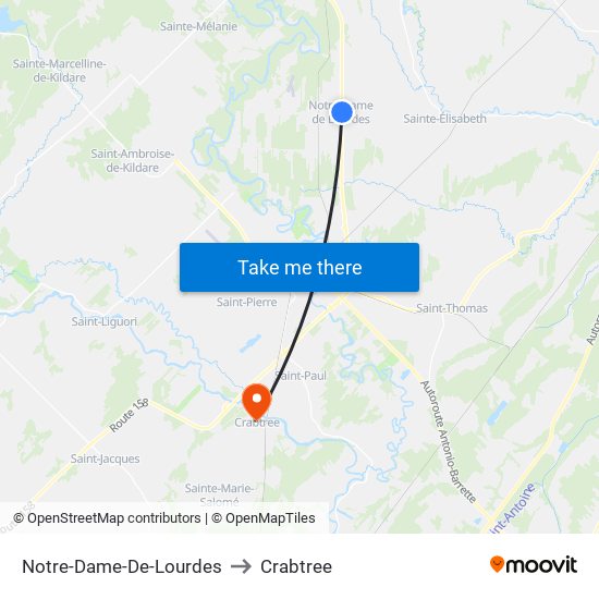 Notre-Dame-De-Lourdes to Crabtree map