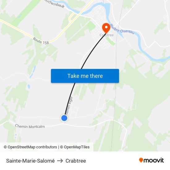 Sainte-Marie-Salomé to Crabtree map