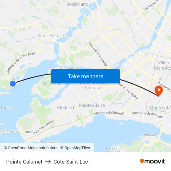 Pointe-Calumet to Côte-Saint-Luc map
