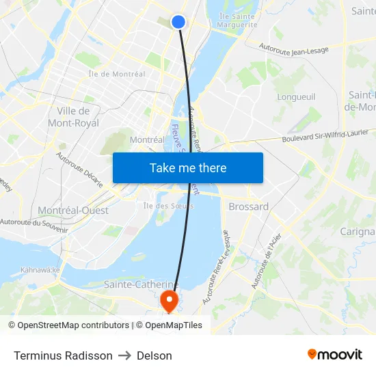 Terminus Radisson to Delson map
