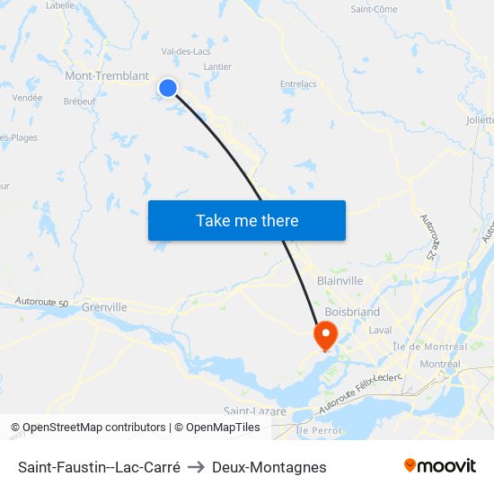 Saint-Faustin--Lac-Carré to Deux-Montagnes map