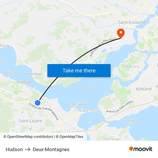 Hudson to Deux-Montagnes map