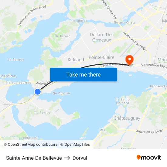 Sainte-Anne-De-Bellevue to Dorval map
