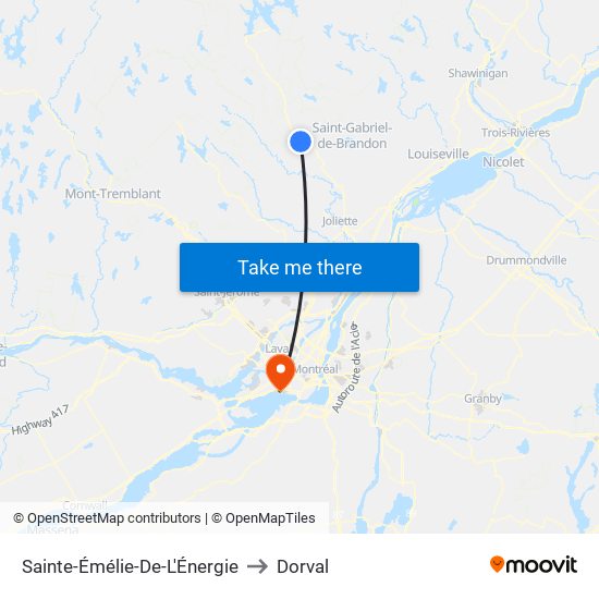 Sainte-Émélie-De-L'Énergie to Dorval map