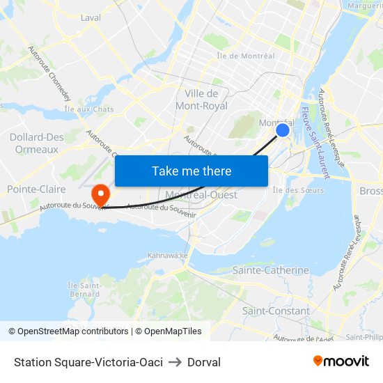 Station Square-Victoria-Oaci to Dorval map