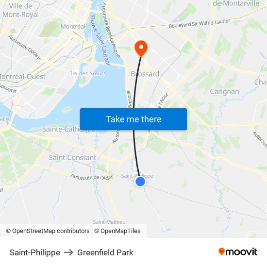 Saint-Philippe to Greenfield Park map