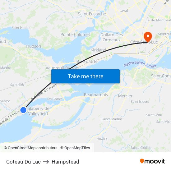 Coteau-Du-Lac to Hampstead map