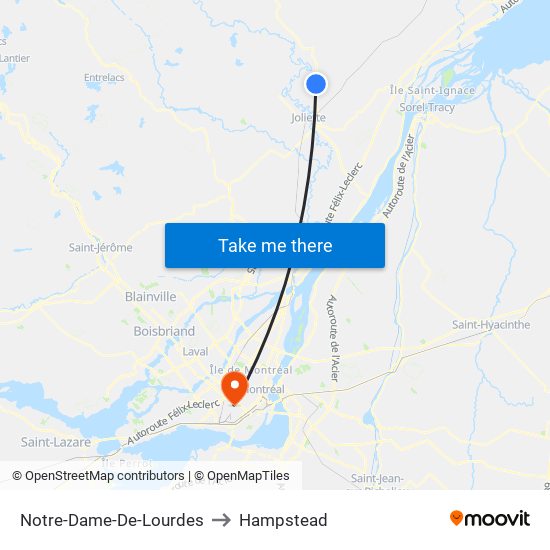 Notre-Dame-De-Lourdes to Hampstead map