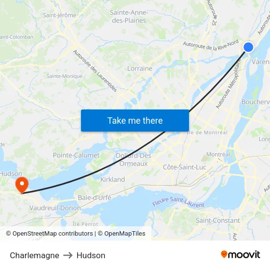 Charlemagne to Hudson map