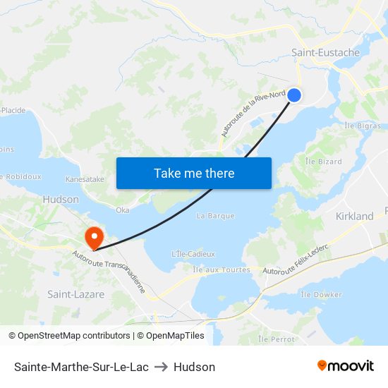 Sainte-Marthe-Sur-Le-Lac to Hudson map