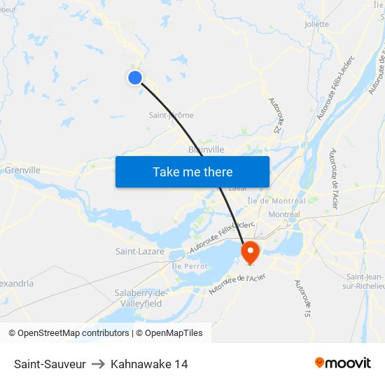 Saint-Sauveur to Kahnawake 14 map