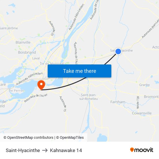 Saint-Hyacinthe to Kahnawake 14 map