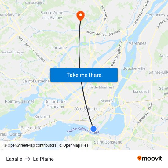 Lasalle to La Plaine map