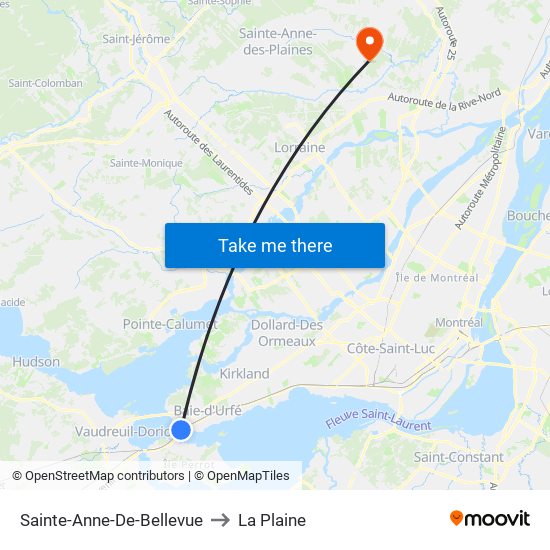 Sainte-Anne-De-Bellevue to La Plaine map