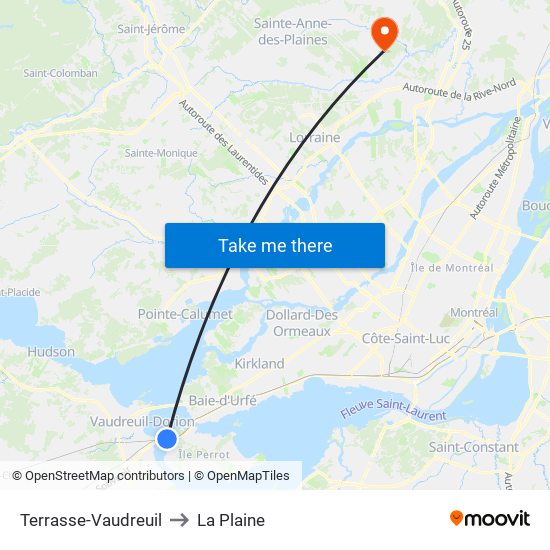 Terrasse-Vaudreuil to La Plaine map