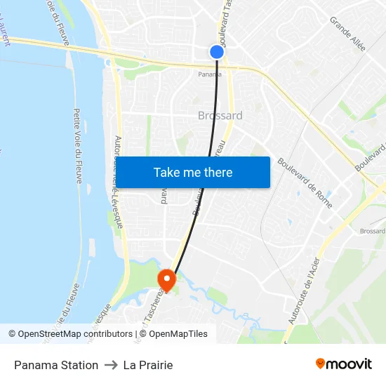 Panama Station to La Prairie map