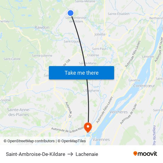 Saint-Ambroise-De-Kildare to Lachenaie map