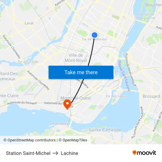 Station Saint-Michel to Lachine map