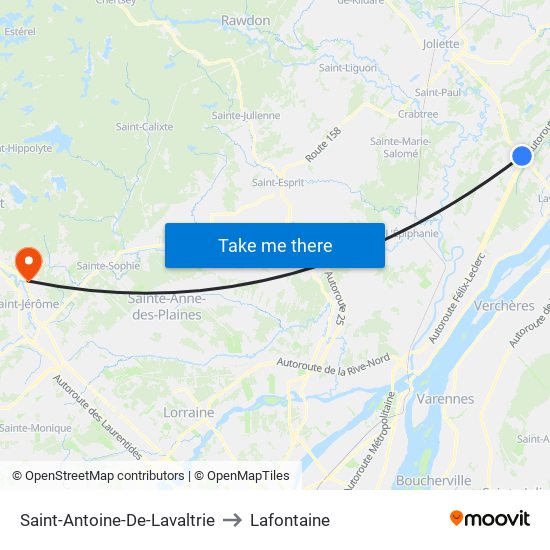 Saint-Antoine-De-Lavaltrie to Lafontaine map