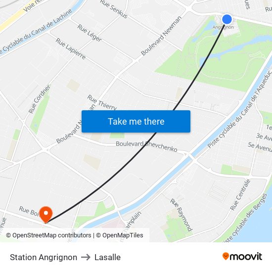 Station Angrignon to Lasalle map