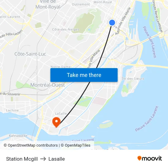 Station Mcgill to Lasalle map