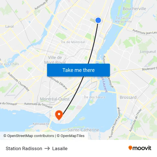 Station Radisson to Lasalle map
