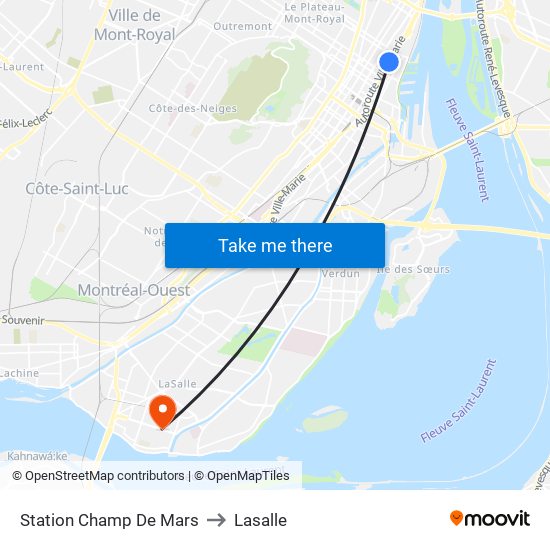 Station Champ De Mars to Lasalle map