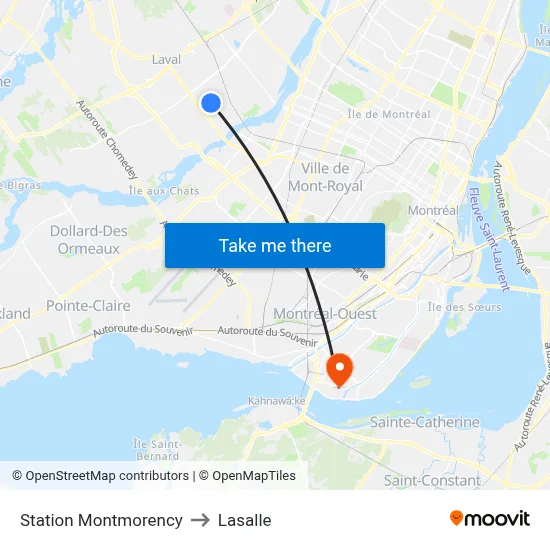 Station Montmorency to Lasalle map