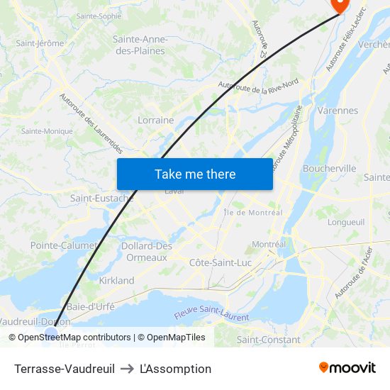 Terrasse-Vaudreuil to L'Assomption map