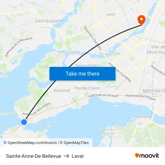Sainte-Anne-De-Bellevue to Laval map