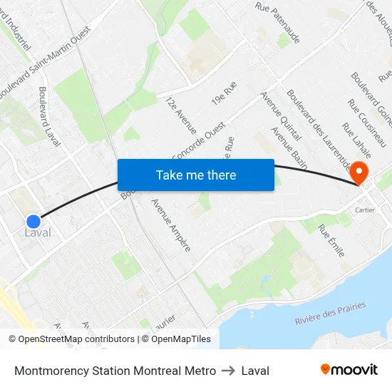 Montmorency Station Montreal Metro to Laval map