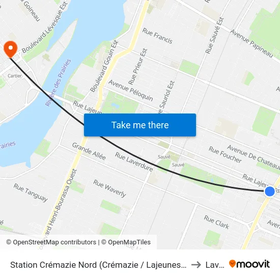 Station Crémazie Nord (Crémazie / Lajeunesse) to Laval map