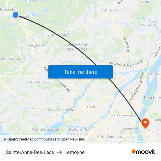 Sainte-Anne-Des-Lacs to Lemoyne map