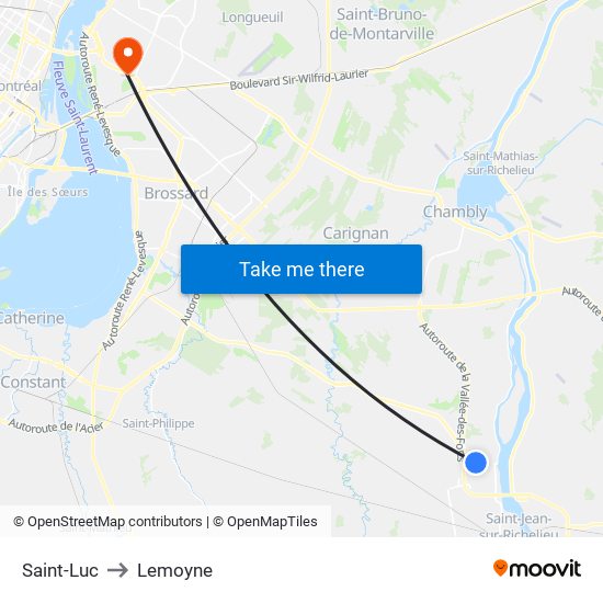 Saint-Luc to Lemoyne map