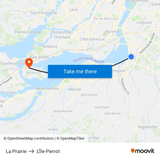 La Prairie to L'Île-Perrot map