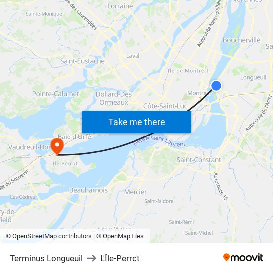 Terminus Longueuil to L'Île-Perrot map