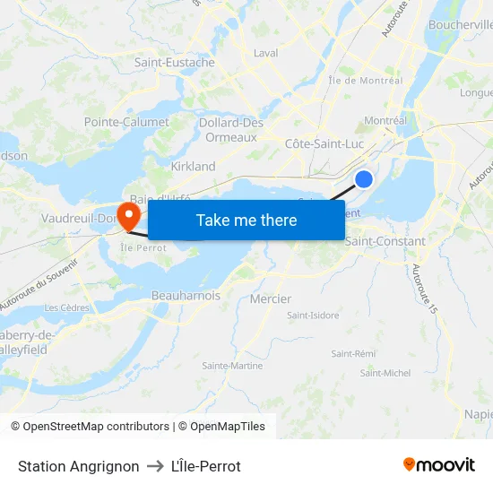 Station Angrignon to L'Île-Perrot map