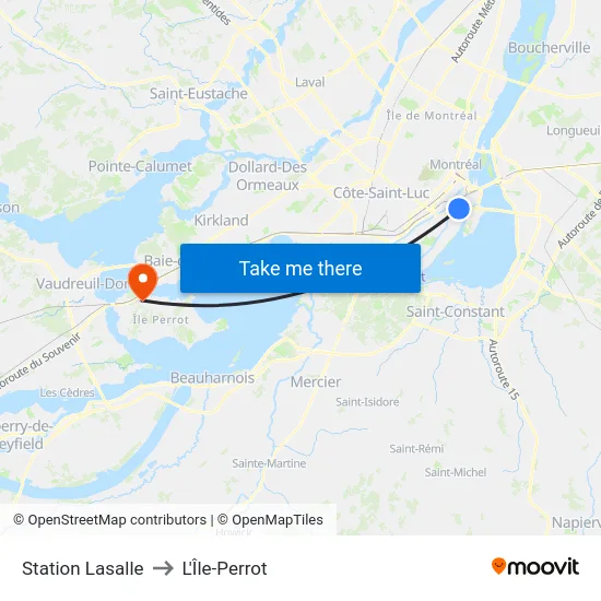 Station Lasalle to L'Île-Perrot map
