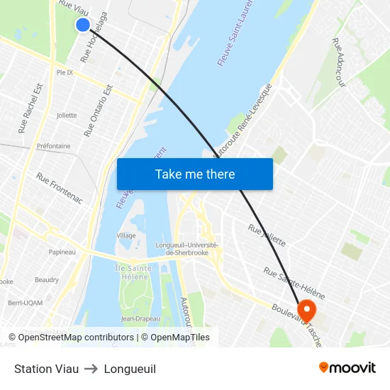 Station Viau to Longueuil map