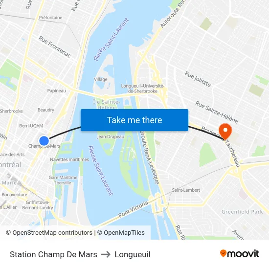 Station Champ De Mars to Longueuil map