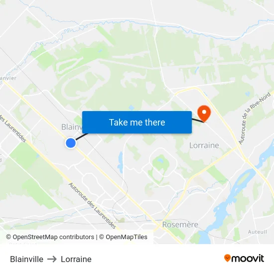 Blainville to Lorraine map