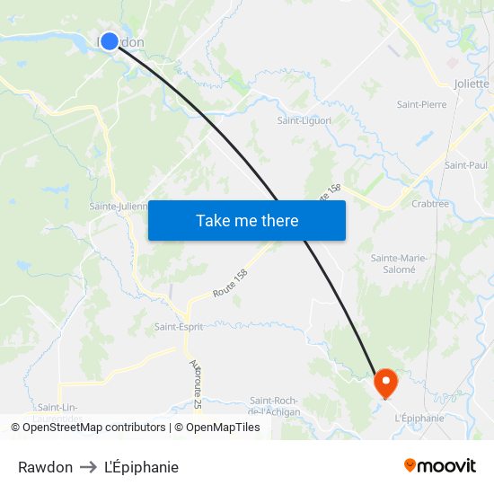 Rawdon to L'Épiphanie map