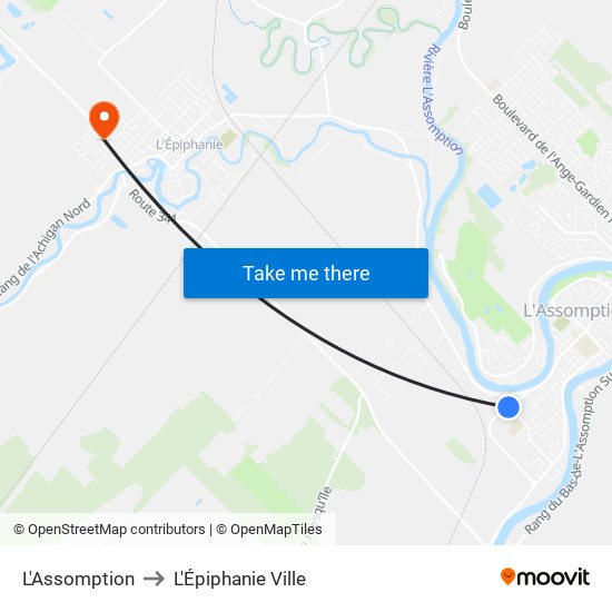 L'Assomption to L'Épiphanie Ville map