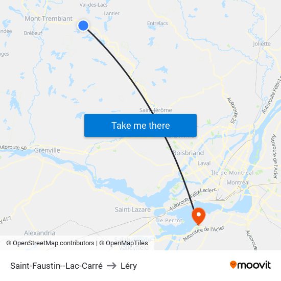 Saint-Faustin--Lac-Carré to Léry map