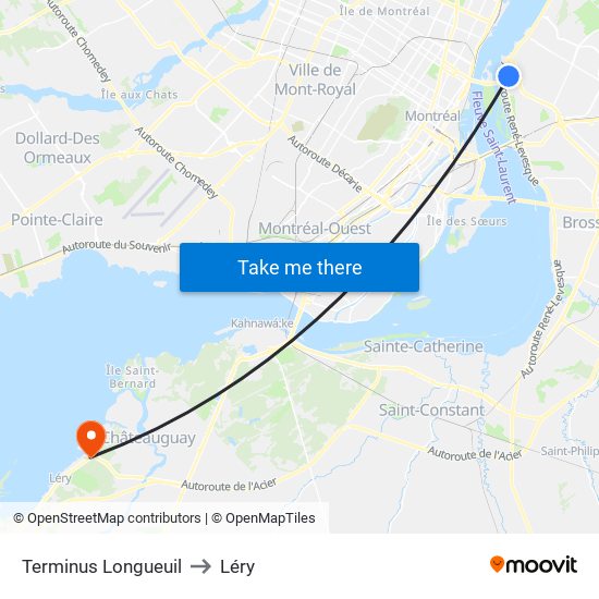 Terminus Longueuil to Léry map
