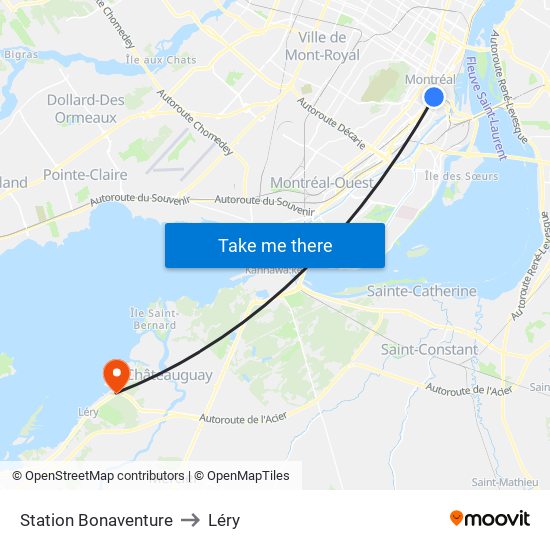 Station Bonaventure to Léry map