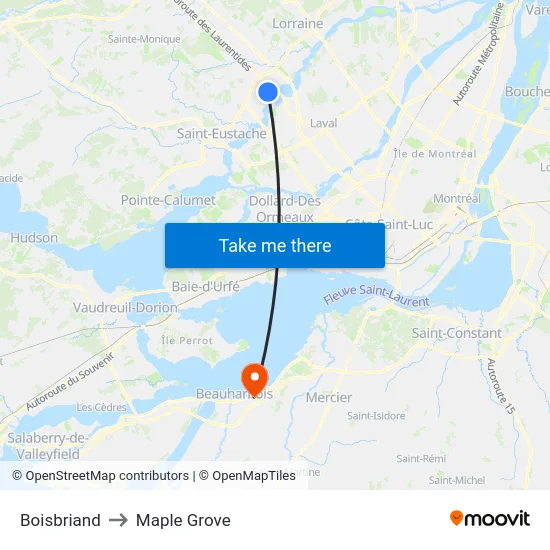 Boisbriand to Maple Grove map